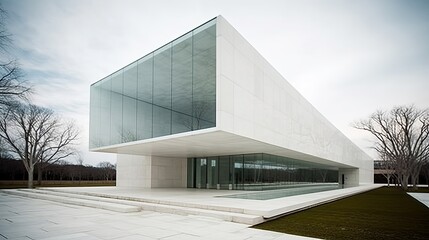 The minimalist exterior of this building belies the intricate details and sophisticated technology inside. AI generated