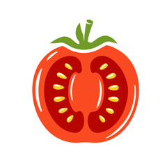 Red tomato isolated on white background. Vector illustration