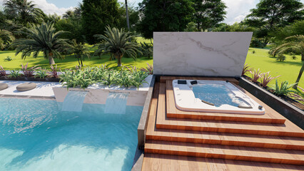 villa design with jacuzzi pool