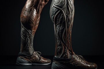 Fototapeta na wymiar Muscles at back of lower leg surface. Generative AI