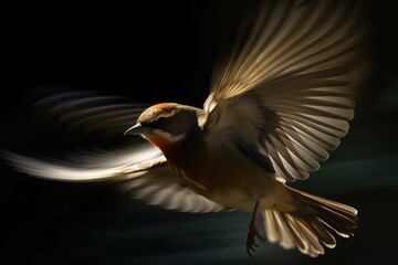 Obraz premium A bird in mid-flight, with a long exposure effec