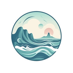 Peaceful Seascape With Gentle Waves Spa Logo. On An Isolated Transparent Background, Png. Generative AI
