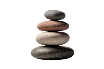 Fototapeta na wymiar Zen Stones Stacked On Top Of Each Other Standing. On An Isolated Transparent Background, Png. Generative AI