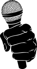 Fist Hand Holding Mic Microphone Cartoon Icon