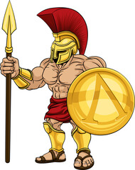 Spartan Warrior Roman Gladiator or Trojan Cartoon