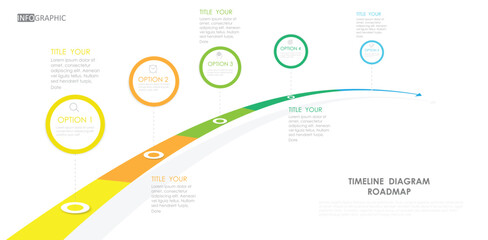 business project arrow roadmap timeline diagram Infographic roadmap template for business. 5 step modern Timeline diagram calendar with presentation vector infographics.	
