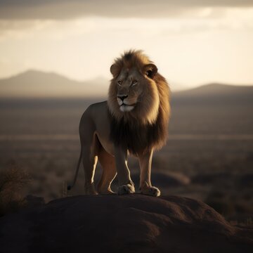 Lions in African Serengeti Cinematic Lighting Lions mane, aslan lion king beautiful lion