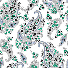 Paisley Floral oriental ethnic Pattern. Seamless Vector Ornament. Damask fabric patterns.