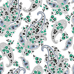 Paisley Floral oriental ethnic Pattern. Seamless Vector Ornament. Damask fabric patterns.