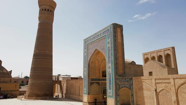 Buhara, Uzbekistan Aerial view of Po-i-Kalan Islamic religious complex. Popular travel destination in Asia