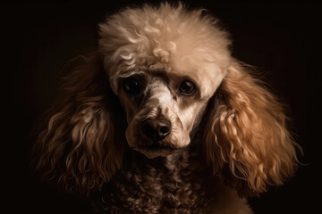 Poodle On Brown Background. Generative AI