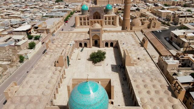 Buhara, Uzbekistan Aerial view of Poi Kalan Mosque and citadele Ark of Bukhara