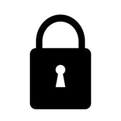 Lock icon, flat style black color padlock vector with keyhole for web, app, mobile, UI, game, logo design, security, secret, privacy, safety, password idea concept symbol with isolated background.