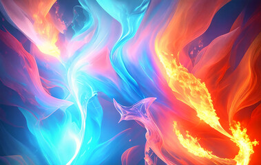Fototapeta premium abstract ice clashing fire background with generative AI technology