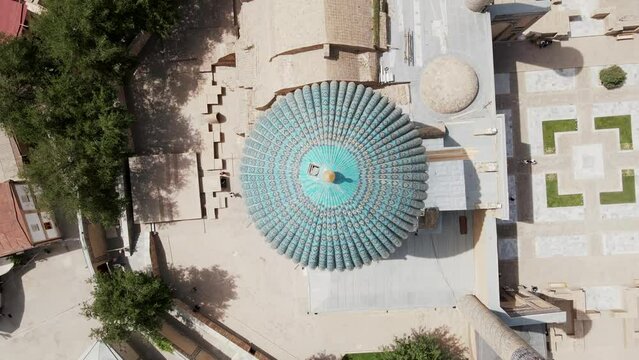 Samarkand, Uzbekistan aerial view of  Gur-e-Amir - a mausoleum of the Asian conqueror Timur (also known as Tamerlane). Famous travel destination in Uzbekistan