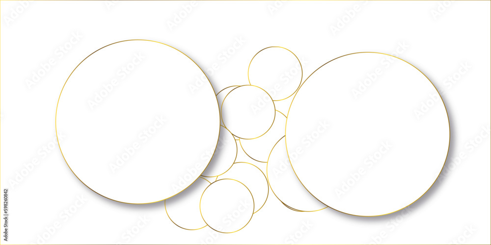 Poster abstract white background with golden circles. illustration wave design in motion pattern.