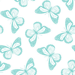 Fototapeta premium Seamless pattern with blue butterfly