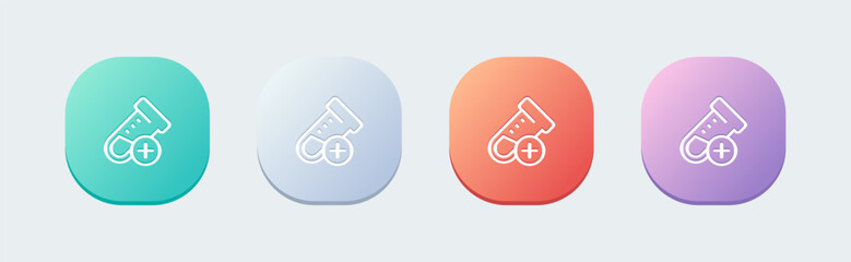 Test tube line icon in flat design style. Chemical signs vector illustration.