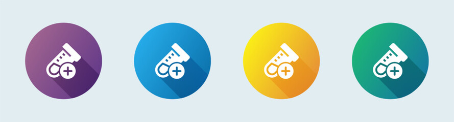 Test tube solid icon in flat design style. Chemical signs vector illustration.