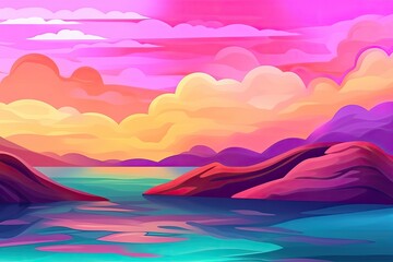 Fototapeta na wymiar serene sunset over a calm body of water. Generative AI Generative AI