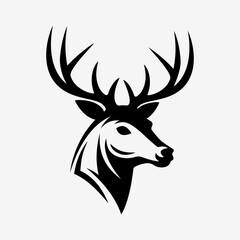 Deer head logo. Black silhouette. Vector illustration