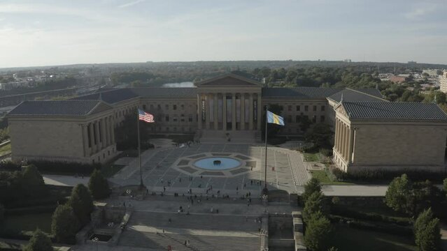 Philadelphia Museum of Art - 4K Footage Drone Wide Shot