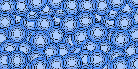 Seamless pattern with circles in blue colors. Vector illustration.