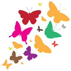 Heart from bright colorful paper Butterfly. The butterflies cut out of paper are folded in the shape of a heart. Paper cut style. Vector illustration isolated on white background.