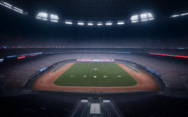 futuristic sports arena stadium.Ai generate illustrator. hi-tech architecture building dome. future hall technology background. competition sports program. abstract concept design. widescreen shot.