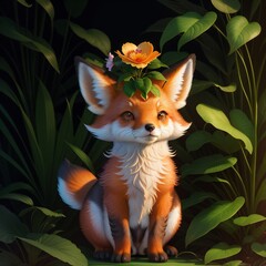 Forest friend, cute and lovely creature in natural habitat, fox, baby fox, fennec