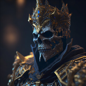 Undead ancient lich king in ornate royal robe Generative AI