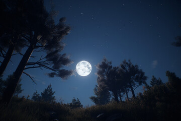 Fototapeta na wymiar Beautiful full moon view in the park generative AI
