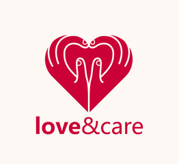 Hearts with hands vector logo or icon, heart hand fingers sign, hands giving love, showing love, care and support, protection or relationship concept.