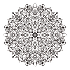 Monochrome Mandala Ornament Design Isolated On A White Background.