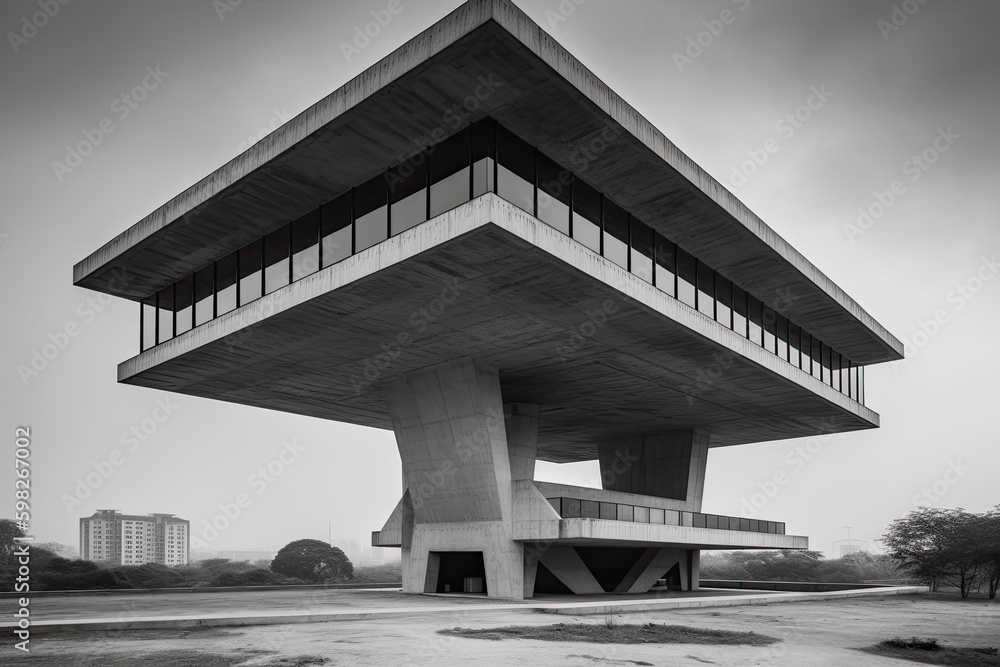 Aufkleber skyscraper towering over a barren landscape. generative ai generative ai