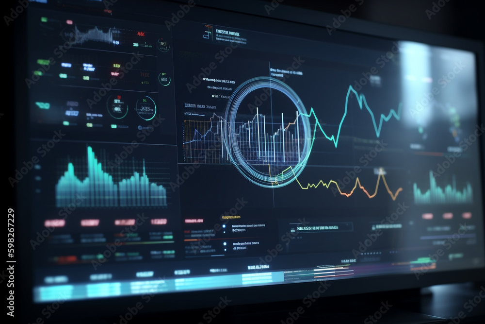Poster business analytics dashboard with charts and graphs