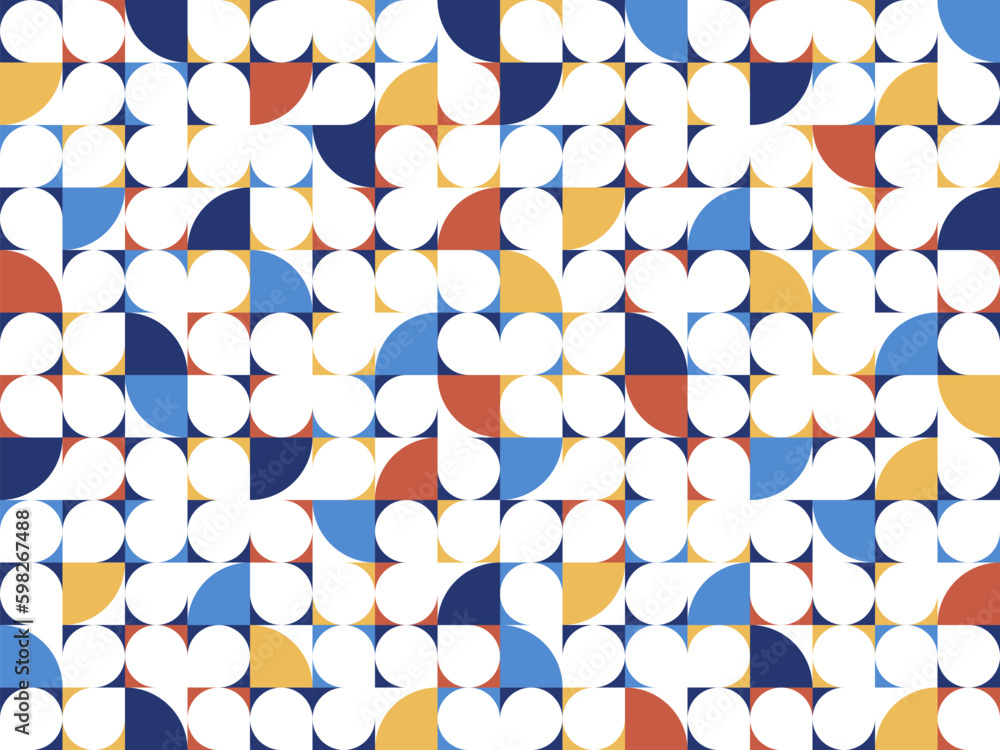 Poster abstract vector geometric seamless pattern, color simple geometric elements repeat tiles, wallpaper 