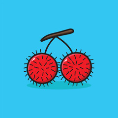 rambutan fruit cartoon illustration vector
