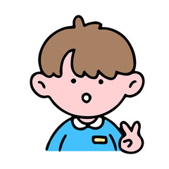 A little cute boy show victory hand, isolated on a background vector illustration.