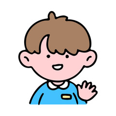 A little cute boy greeting, isolated on a background vector illustration.