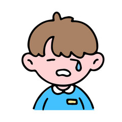 A little cute boy crying, isolated on a background vector illustration.