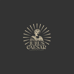 Julius Caesar face emperor, roman character logo illustration design - obrazy, fototapety, plakaty