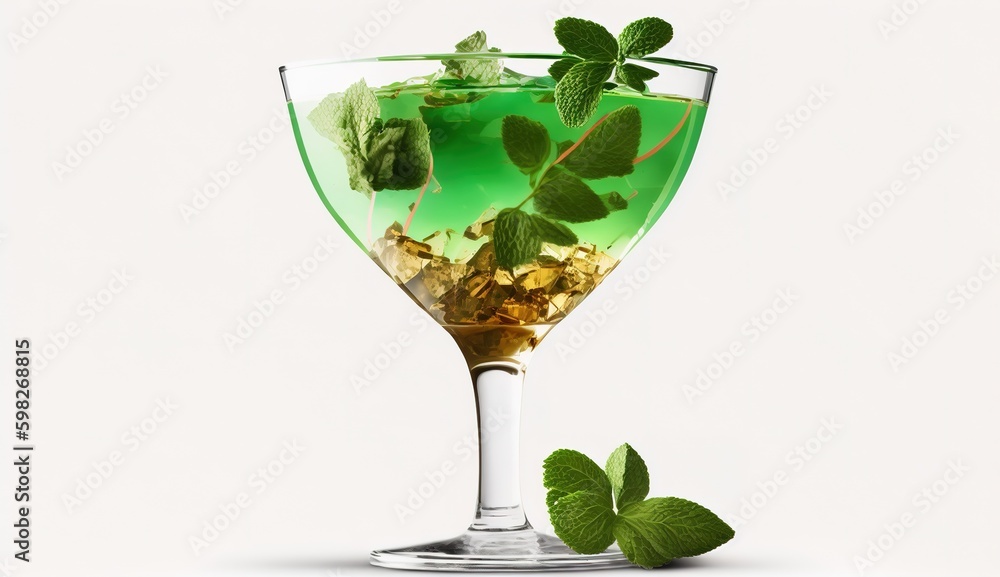Poster mint leaves for garnishing a mocktail. generative ai generative ai