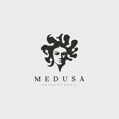 evil medusa snake haired logo illustration design