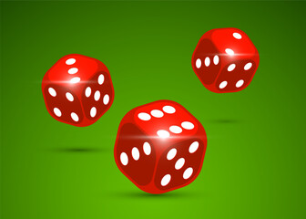 Dice vector 3d objects isolated illustration, gambling games design, board games, realistic cubes fortune luck.