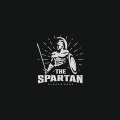 Spartan with shield and sword.vintage logo inspiration