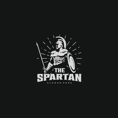 Fototapeta premium Spartan with shield and sword.vintage logo inspiration