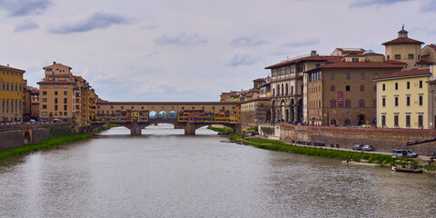 River Arno and Ponte Vecchio in Florence, Italy 