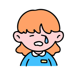 A little cute girl  crying, isolated on a background vector illustration.