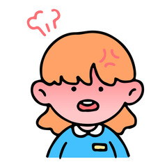 A little cute girl  angry, isolated on a background vector illustration.